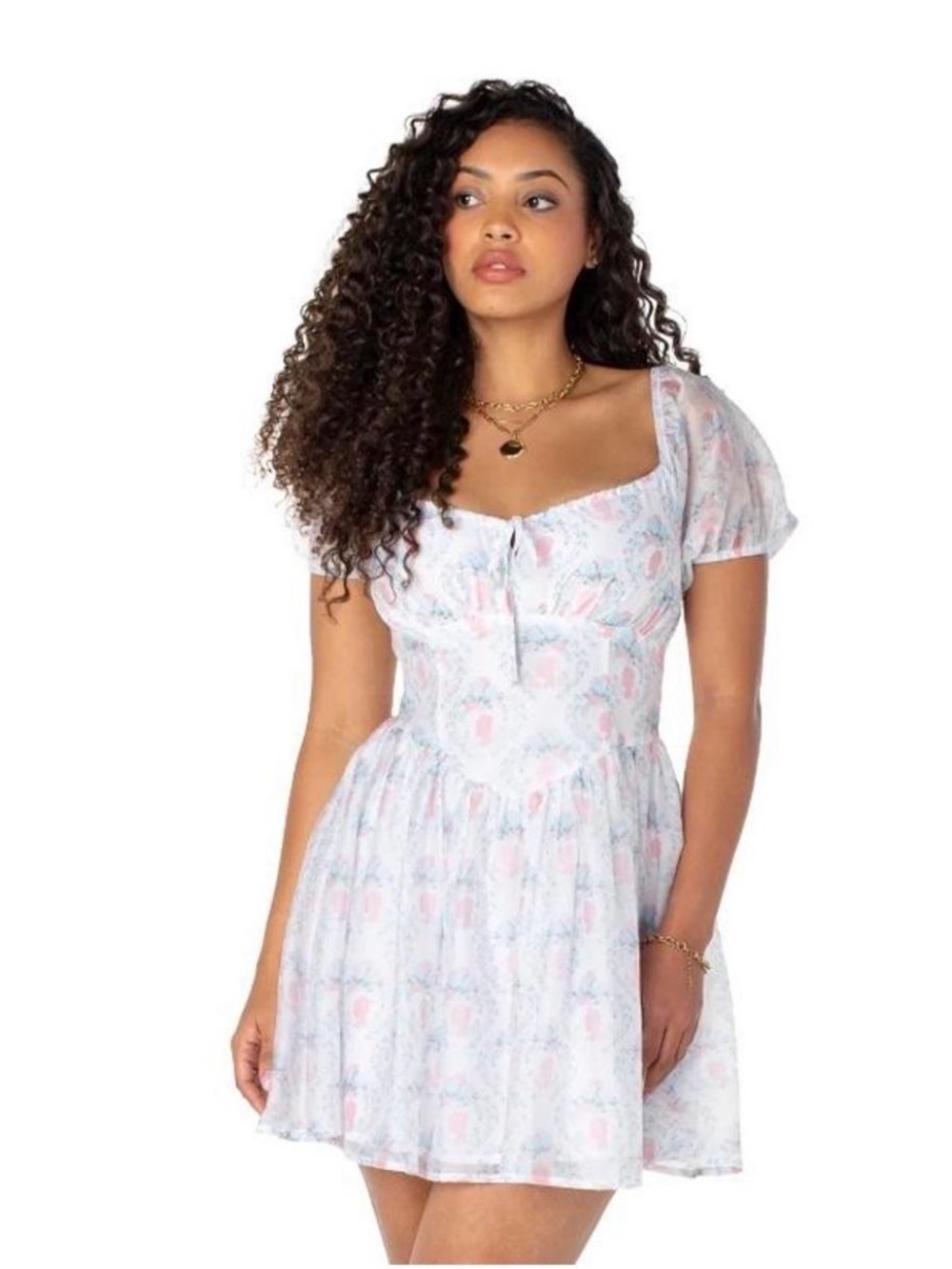 Celebrity Pink x Bridgerton Floral Puff Sleeve Mini Dress Cottagecore XL Netflix